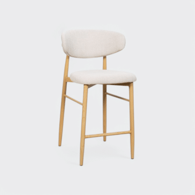 כיסא בר נור – בד ורגלי מתכת בגוון עץ