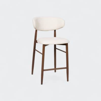 כיסא בר נור – בד ורגלי מתכת בגוון אגוז