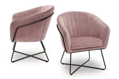 כורסת קטיפה ורודה בגודל H82/45-60X65 בצבע ורוד