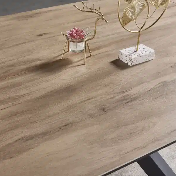 ⁦שולחן אוכל קרמיקה+זכוכית מחוסמת באורך 1.6 מ’ נפתח ל- 2.4 מ’ עם רגלי ברזל דגם פלורידה 160⁩ – תמונה ⁦8⁩