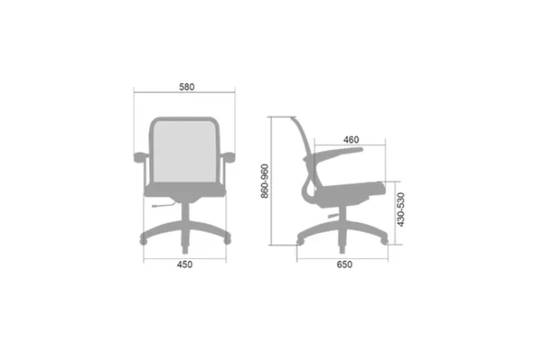 ⁦כסא משרדי ידיות קבועות Metta SU-MR-4 קטיפה⁩ – תמונה ⁦2⁩