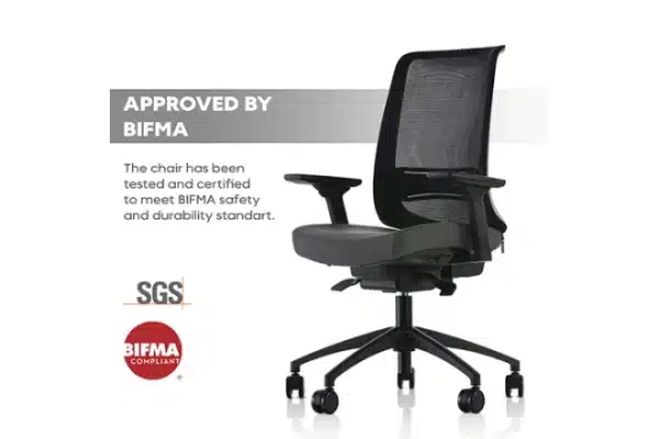 ⁦כסא משרדי גב רשת MERKUR 100PA שחור⁩ – תמונה ⁦2⁩