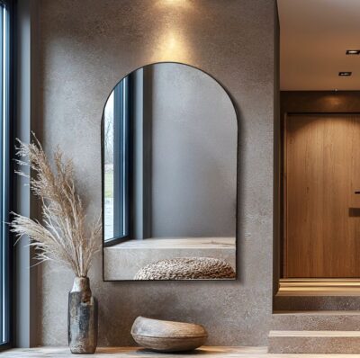 מראה חצי מעוגלת שחור