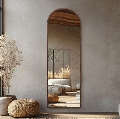 מראה חצי מעוגלת עץ